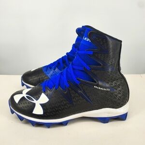 Under Armour Shoes Mens 10 Clutchfit Highlight Black Blue Molded Football Cleats